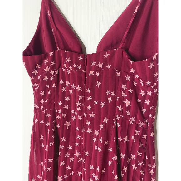 FINDERS KEEPERS Red and Pink Starry Spaghetti Strap Dress US SMALL - Picture 14 of 16